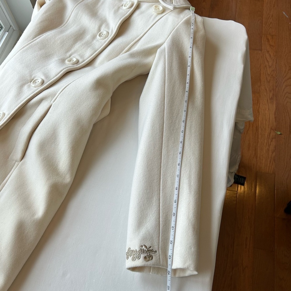 Foxy Jeans Single Breasted Button Up Wool Trench Coat Jacket Womens Size M - Picture 10 of 10